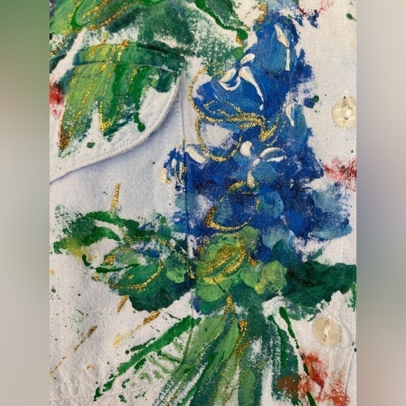 ASC International Clothing Andrew Sports Oversized Topstitch Denim Blouse - Picture 4 of 12